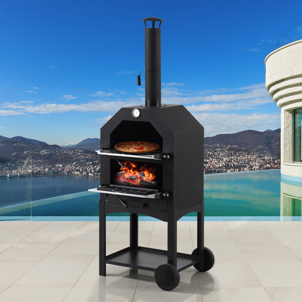 outdoor log burner pizza oven