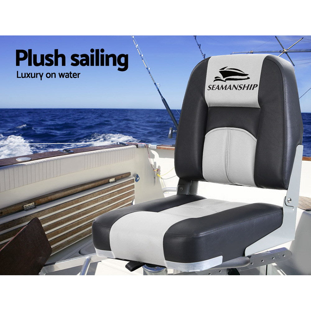 Shop 【Sale】Seamanship Set of 2 Folding Swivel Boat Seats - Grey - Dick Smith