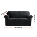 Artiss Velvet Sofa Cover Plush Couch Cover Lounge Slipcover 2 Seater Black