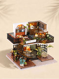 Dollhouse Miniature with Furniture Kit Plus Dust Proof and Music Movement - Forest Tea Shop